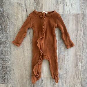 Ruffled Brown Kids One Piece Footie